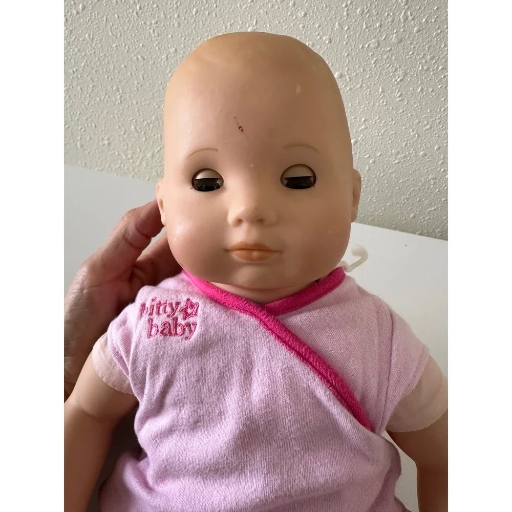 American Girl Bitty baby Blonde Blue Eyes Doll Pink Outfit Diaper Used